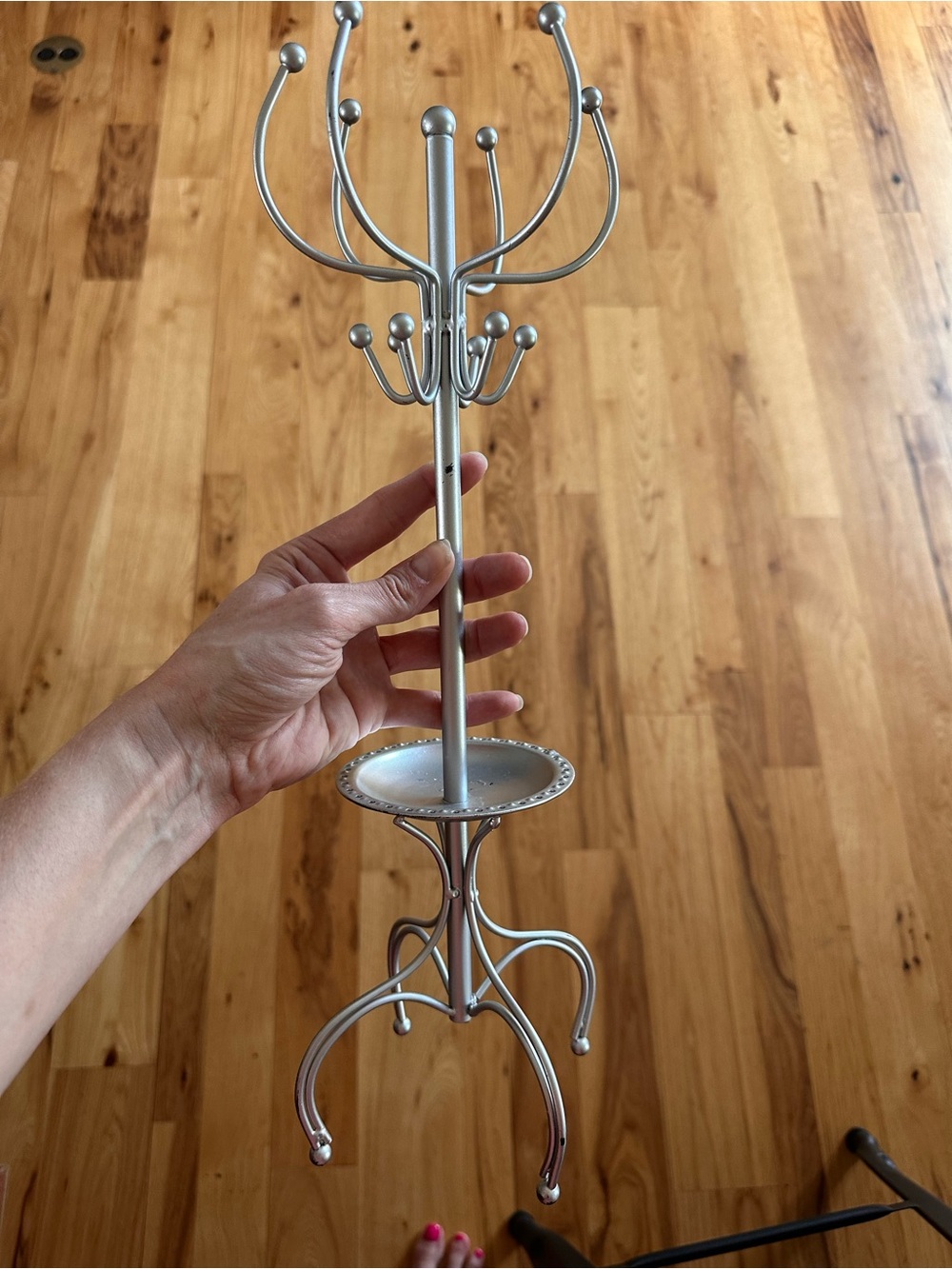 Pier 1 Silver Metal Jewelry Tree with Tray
